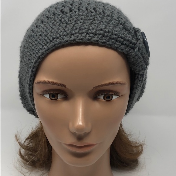 Gray slouchy beanie hat 20 - 22 inches stretchy New hand crochet by me - Picture 3 of 8